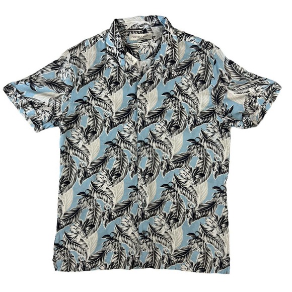 Nickel & Iron Men Hawaiian Floral Blue Short Sleeve Button Up Shirt Size Medium‎ - Picture 1 of 7